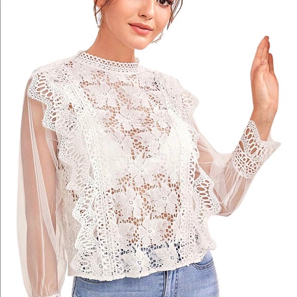 White Eyelet Lace , “ Trinity “, Blouse ❤️✌️ - Picture 2 of 5
